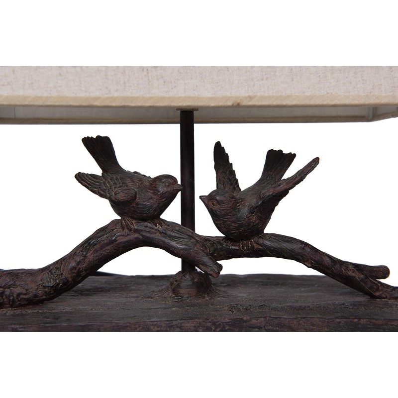 Creative Co-Op DE7675 Rustic Bird Lamp with Rectangle Shade 12.5"