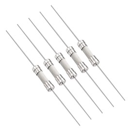 QUARKZMAN 5 pieces 250 V T2.5 A 5 mm x 20 mm slow fuse delay fuse ceramic with connection wire for circuit equipment repair [silver tone]