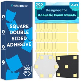 Knightsacoustic 300 PCS Double-Sided Adhesive Tape for Acoustic Soundproofing Foam Panels, Heavy Duty Wall Panel Square Adhesive Pads, Pad Mounting Adhesive Double-Sided Tape Wall Sticky for Hanging
