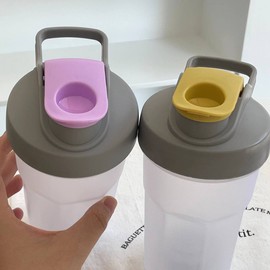 Protein Shaker Bottle Blender for Shake and Pre Work Out, Best Shaker Cup (BPA free) w. Classic Loop Top & Whisk Ball, Kitchen Water Bottle (Purple Grey Top/Clear Body, 16OZ-400ML-1PACK)