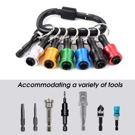 Fixinus 6-Piece 1/4 Inch Hex Shank Aluminium Alloy Screwdriver Bit Holder, Drill Extension Bar Holder Adapter with Keychain, Quick Change Bit Holder for Electric Screwdrivers and Drills