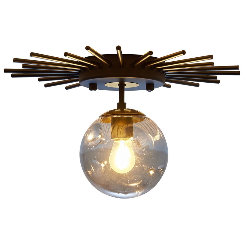 UOFUS Small Black Flush Mount Ceiling Light with Glass Globe