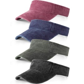 4 Pieces Sun Visor Sports Adjustable Visor Sport Wear Athletic Golf Hat for Men Women(Black, Wine Red, Dark Green, Blue)