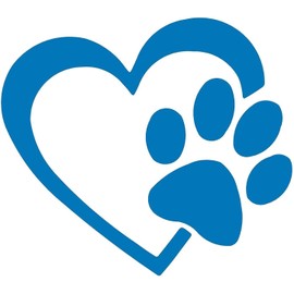 Exquisite Heart and Dog PAW Puppy Love Decal Sticker for Cars, Bumper,Trucks, Windows, Walls, Laptops 5.5 Inches Blue