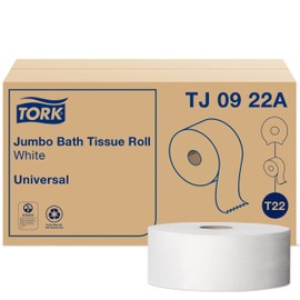 Tork Jumbo Toilet Paper Roll White T22, Universal, 2-ply, 12 x 1000', TJ0922A