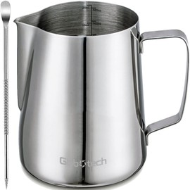 Stainless Steel Milk Frother Cup - Espresso Steaming Pitchers Coffee Foam Making Pitcher Latte Art Froth Cup Steaming Jug Cappuccino Hot Chocolate 20 Oz (600ml)