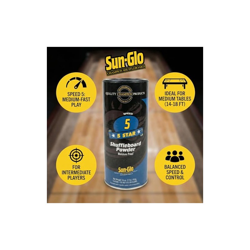 Sun-Glo Speed #5 (Five Star) Shuffleboard Powder Wax – Medium-Slow