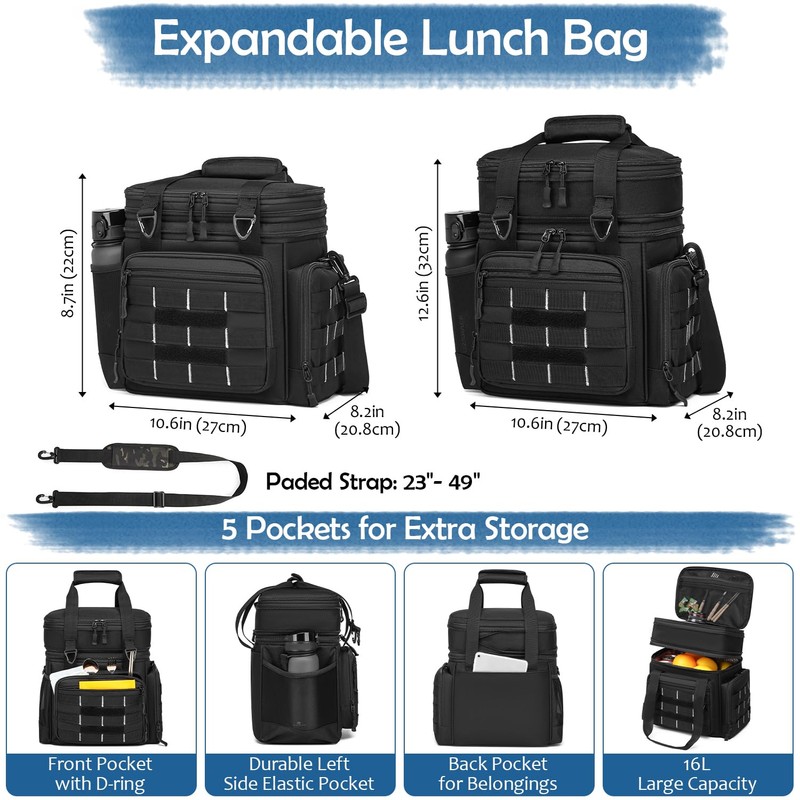 BISKLNDN Tactical Lunch Box Cooler Bag for Men - Large