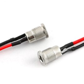 6-Pack 5.5 x 2.1 MM DC Power Jack Socket Threaded Female Mount Connector Adapter with 10CM Cable