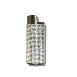 Gray Lighter Cover Sleeve with Crystal Rhinestones LS4