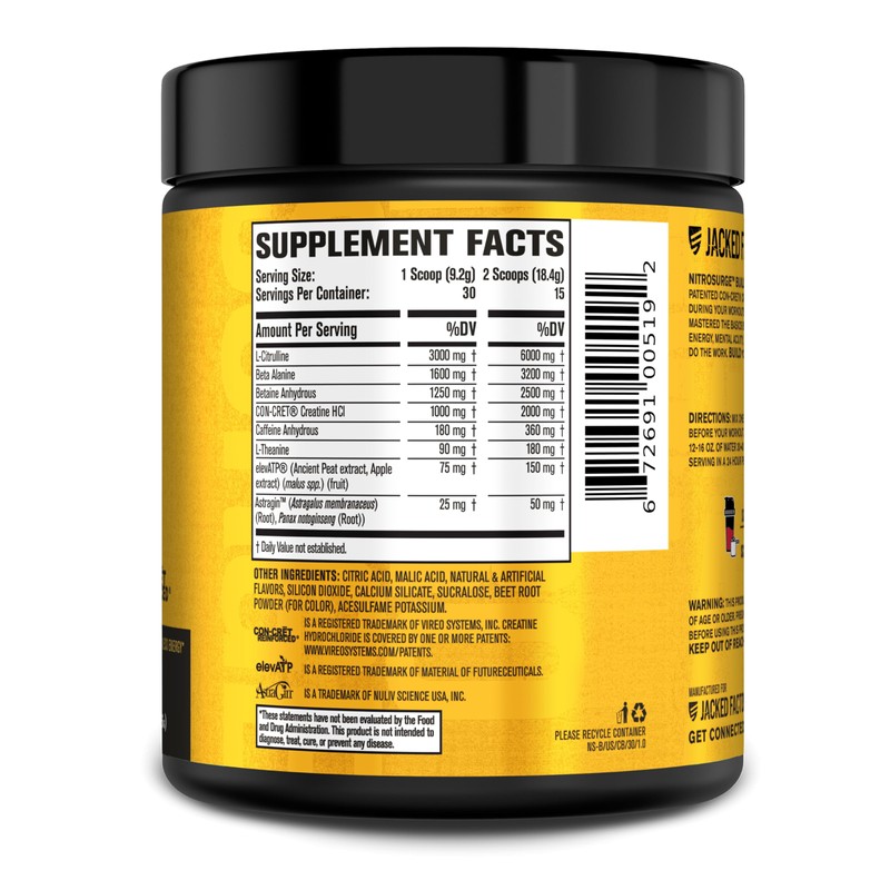 Jacked Factory Nitrosurge Build Pre Workout with Creatine for Muscle
