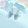 MONGAS Butterfly Earrings Sterling Silver Created Turquoise Drop Dangle Earrings