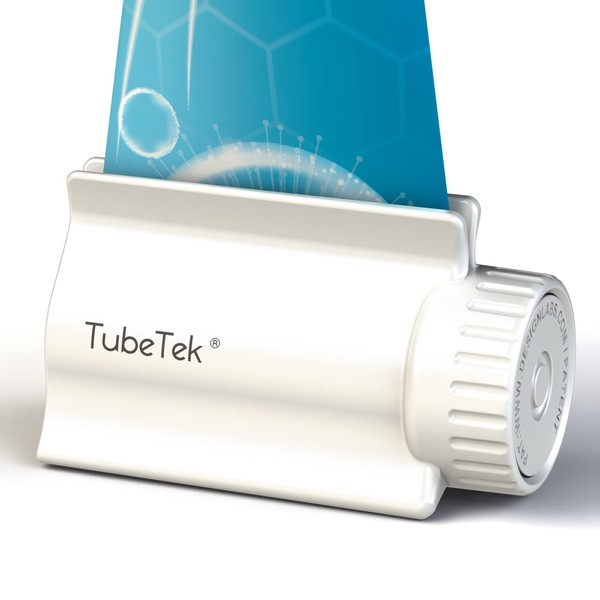 TubeTek Toothpaste Tube Squeezer Dispenser Roller Wringer for Paint, Lotion, Cream, Glue. Made in USA. Color: White