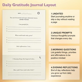 PUKYO The Gratitude Journal, manifestation journal, Daily Journal with Prompts for Affirmation, Happiness, Mindfulness, Positivity, Wellness, Undated Journal for Women & Men(8.5 * 5.5 inches)
