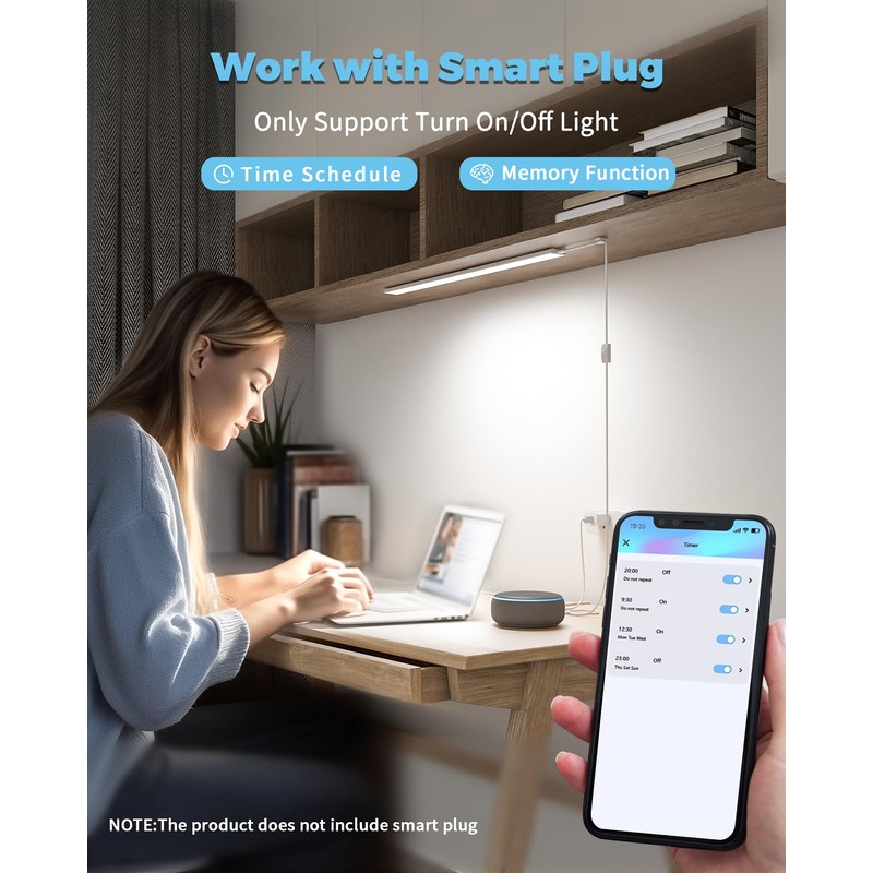 ASOKO Plug-in Under Cabinet Lighting, 24Inch LED Workbench Lights with