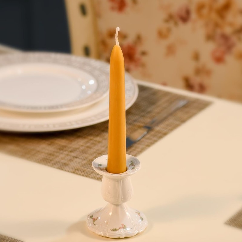 Natural Beeswax Taper Candles, DEYBBY Smokeless and Dripless Beeswax Candles,