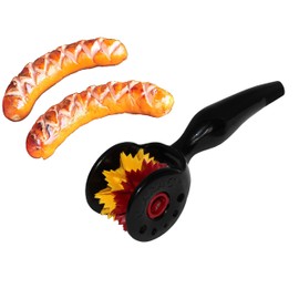 rukauf Caract, original grill accessory for cutting in for barbecue and sausages black/red/gold, Germany colours