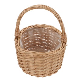 SUPVOX 1pc Light Yellow Rattan Woven Flower Basket Natural Storage for Eggs Toiletries Sundries Multi-Functional Home Decor Portable Flower Holder Organizer