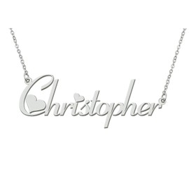 Stainless Steel Silver Christopher Name Necklace Love Heart Charm Necklace Best Friends Mother Day Jewelry