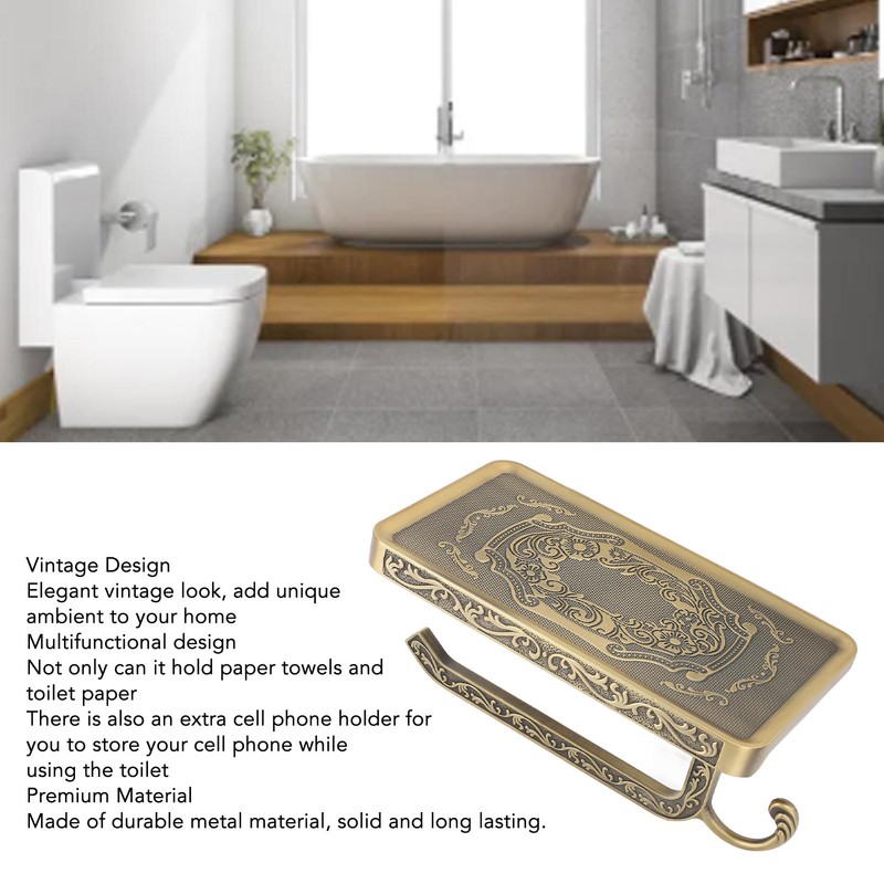 Toilet Paper Holder Multipurpose Retro Elegant Zinc Alloy Double Layer