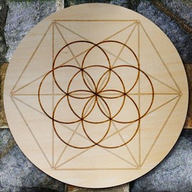 Large Seed of Life Wood Grid Board - Large 12 inch Sacred Geometry Grid Board