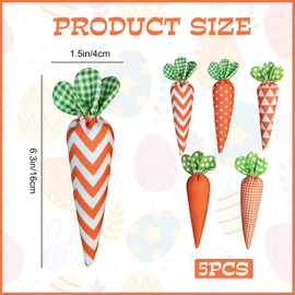 5pcs Easter Fabric Carrots Decorations, Felt Carrot Craft, Easter Hanging Ornament for Home Wedding Farmhouse Basket Bowl Fillers Tiered Trays Decorations