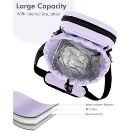 JRQCSJY Water Bottle Holder with Strap, 32/40oz Insulation Water Bottle Carrier Bag with Phone Pocket, Water Bottle Sling Bag Crossbody Water Bottle Holder for Hiking Walking (Purple)
