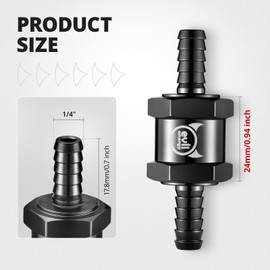 EVIL ENERGY 1/4" Fuel Check Valve One Way Inline Non Return Diesel Gasoline Black (6mm OD,2PCS)