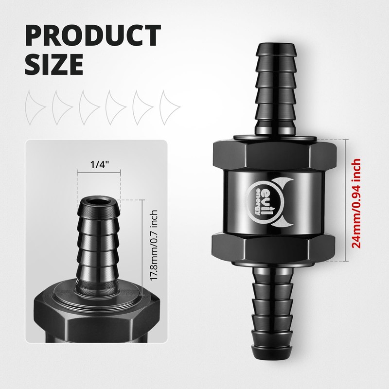 EVIL ENERGY 1/4" Fuel Check Valve One Way Inline Non