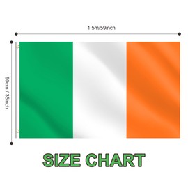 5x3ft Large Irish Flag Ireland Flag for St Patricks Day Decorations, Big St. Patrick's Day Irish Flag Ireland Party Decorations for National Day Parade Football Matches Bar Garden Outdoor