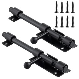 CHUENHEI Pack of 2 Door Latch Black Lockable, 160 mm Bolt Bolt Stainless Steel with Screws, Lock Latch Sliding Lock, Latch Door Latch Lock for Garden Gate, Home, Shed, Window, Gate
