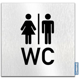 Türschilder24 Aluminium Dibond Door Sign 120 x 120 x 3 mm Toilet Pikto Toiletten 100% Made in Germany (Toilet + Pictogram)
