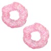 Embellished Sparkly Pink Crystal Scrunchie Hair Tie 2 Pack Pink
