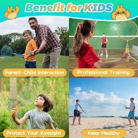 Upgraded 6 Pack Kids Badminton Rackets Set with Soft Grip, Oversize & Lightweight Shuttlecocks Racquet with 2 Carry Bag and 12 Shuttlecocks for Children Youth, 6 Player Sport Game for Outdoor Backyard