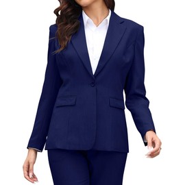 Business Casual Outfits for Womens 2 Piece One Button Dressy Professional Blazer Pants Suit for Women Navy XL