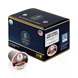 Organic Tulsi Tea Pods with Unsweetened Caffeinated Green Tea Pods for Keurig - Tulsi Green Tea by Teavity (36 Tea Pods)