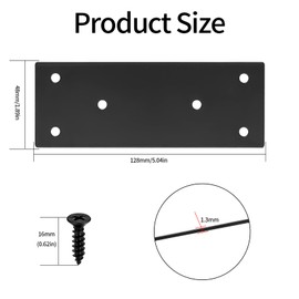 10 Pcs Flat Straight Mending Plates, Flat Plate Bracket, Flat Connecting Mending Plates Braces Brackets, Stainless Steel Support Joining Plate Furniture Repair Plate Fixing (Black 128x48mm)