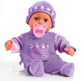 Bayer Design 93826AF Interactive Talking Sleeping Eyes Soft Body Baby Doll 24 Baby Sounds 38cm Purple
