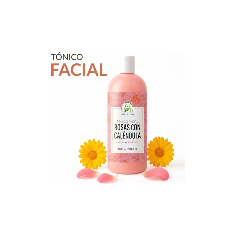 Tónico rosas & caléndula 1 L, alivio e hidratación diaria
