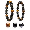 Qiwenr Obsidian Hematite Bracelet,Triple Protection Bracelet,Tiger Eye Bracelet,Elastic Crystal Bracelet,Natural