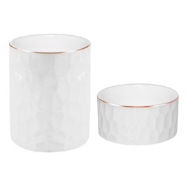 Aesthetic Desk Accessories Set of 2 For Your Office Desk Decor - Sturdy Concrete Desktop Accessories For Women or Men Enhance Any Office Decor - Set incl. Pen Holder, Paperclip Storage (white)