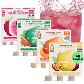 Waterdrop Hydration Cubes With Vitamin C, B Vitamins and Electrolytes, 4 Flavor Electrolyte Variety Pack, Flavored Water Enhancer Cubes for Still & Sparkling Water, Low Calorie, Sugar Free, 48 Count