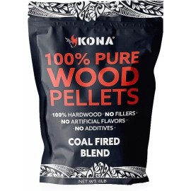 Kona Coal Fire Smoker Pellets - 100% Natural Premium Wood Pellets (8 lbs)