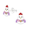 Easter Chick Stud Earrings with Crystal Stones - 925 Sterling