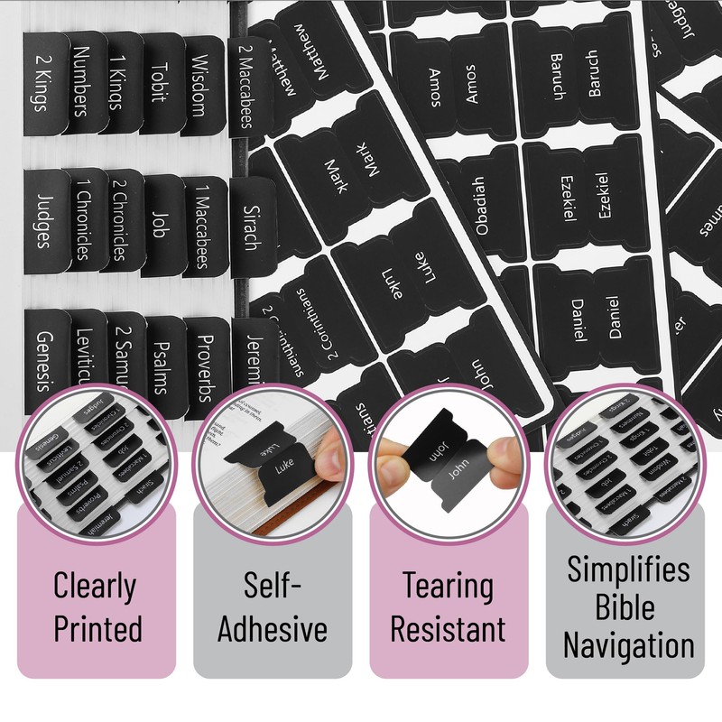 Mr. Pen- Bible Tabs, 75 Tabs, Black, Laminated Bible Tabs