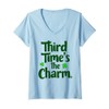 Womens Lucky Charm Irish Shamrock Clover Third Time's The Charm