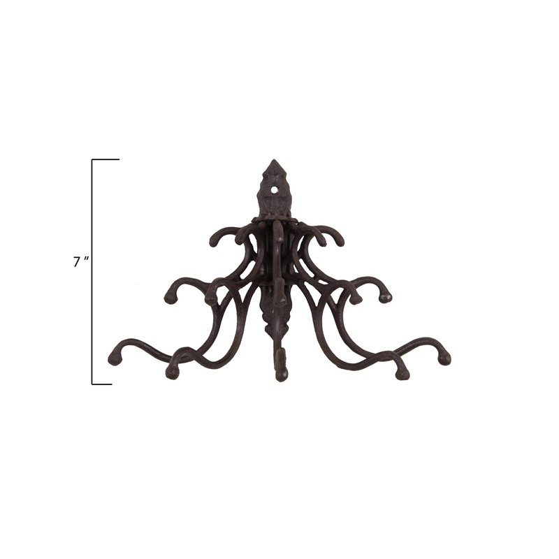 Creative Co-op HD5946 Antique Cast Iron Wall Hooks with Rust