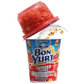BON YURT ALPINA Frosted Flakes - 12 Pack, 5.7 oz each - Flip Yogurt with Frosted Flakes Cereal Cups - Breakfast Food Cereals - Kids Yogurt - Yogurt with Toppings