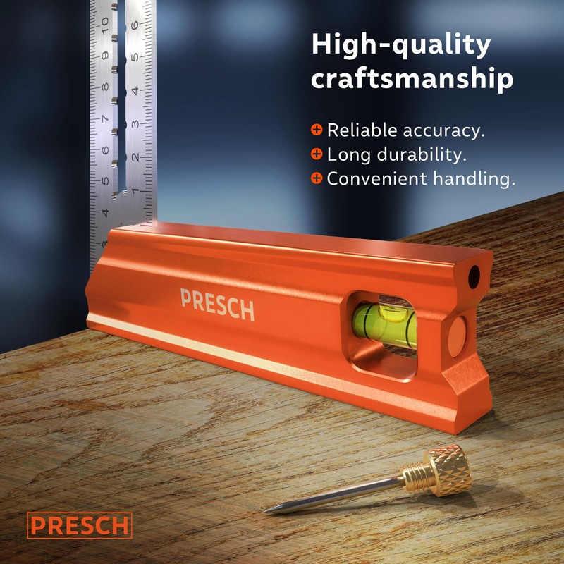 Presch Try Square 250 mm | Small | Includes rust-free