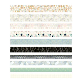 Sofecto 10 Rolls With 3 Sizes Washi Masking Tapes Set, Geometric Pattern Gold Foil Japanese Decorative Writable Washi Tape Set for DIY Crafts Arts Scrapbooking Bullet Journal Planners Gift